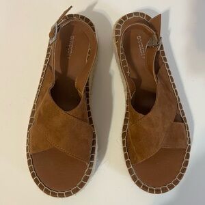 H&M Women’s Tan Suede Platform Canvas Sandals Size 8.5
